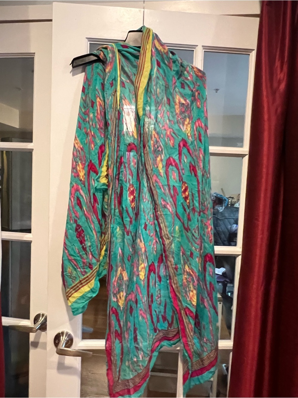 Vibrant Turquoise Multicolor Printed Wrap